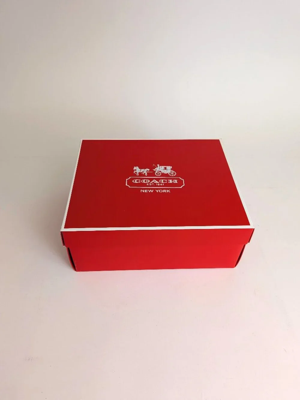 Authentic COACH Red Gift Box with Lid & Ribbon – Medium